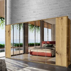 Wiemann Bari of width 400cm hinged-door wardrobe without cornice, with handles in chrome/slate Wiemann Bari of width 400cm hinged-door wardrobe without cornice, with handles in chrome/slate