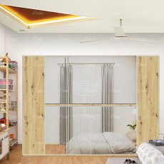 Wiemann Bari of width 300cm hinged-door wardrobe without cornice with handles in chrome/slate Wiemann Bari of width 300cm hinged-door wardrobe without cornice with handles in chrome/slate