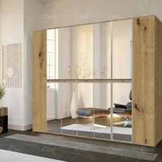 Wiemann Bari of width 350cm hinged-door wardrobe without cornice with handles in chrome/slate Wiemann Bari of width 350cm hinged-door wardrobe without cornice with handles in chrome/slate