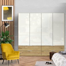 Wiemann Asmara combi wardrobe of width 200cm without cornice, with handles in chrome/slate Wiemann Asmara combi wardrobe of width 200cm without cornice, with handles in chrome/slate