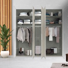 Wiemann Cambridge of width 250cm wooden or mirrored hinged 5 doors wardrobe with cornice without lights
