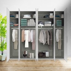 Wiemann Cambridge of width 300cm wooden or mirrored hinged 6 doors wardrobe with cornice without lights