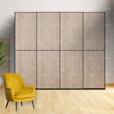 Wiemann Miami 2 sliding door wardrobe of width 330cm 4 doors with synchronous  opening without cornice, handle ledges in chrome