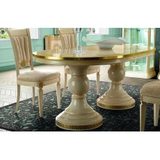 Camel Group Aida Ivory and Gold Oval Dining Table With Extension Camel Group Aida Ivory and Gold Oval Dining Table With Extension