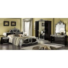 Camel Group Barocco Black and Silver Vanity Dresser With Six Drawers