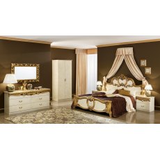 Camel Group Barocco Ivory and Gold Vanity Dresser With Six Drawers