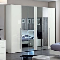 Camel Group Dama Bianca White High Gloss 6 Door Mirror Wardrobe Camel Group Dama Bianca White High Gloss 6 Door Mirror Wardrobe