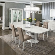 Camel Group Dama Bianca White High Gloss Extending Dining Set Camel Group Dama Bianca White High Gloss Extending Dining Set