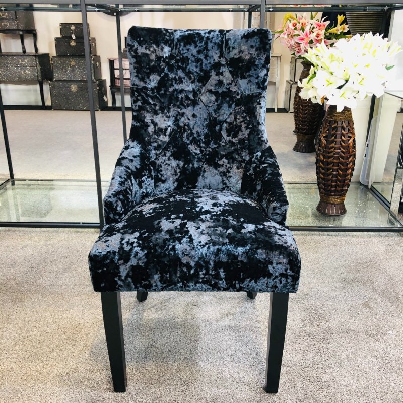 Dream Home Furnishings Venice Premium Crushed Velvet Black Dining Chair