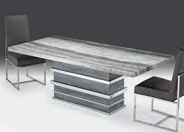 Stone International Italy Stone International Saturn Extending Table Thin Flat Edge - Marble and Polished Stainless Steel