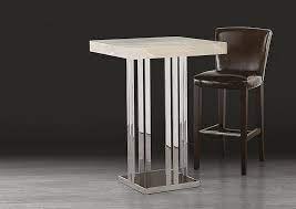 Stone International Italy Stone International Elba Square Pub Table - Black Glass and Polished Stainless Steel Base