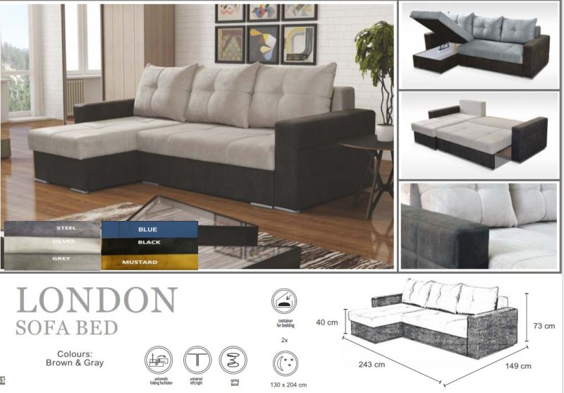 Dream Home Furnishings London Universal Corner Sofa Bed