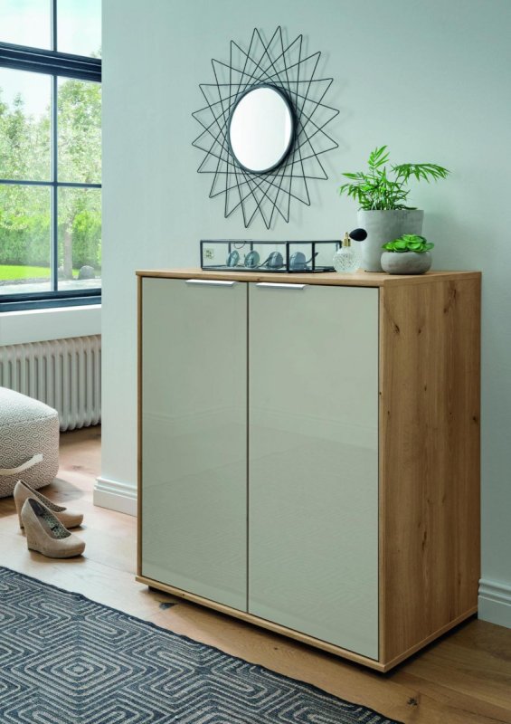 Wiemann German Furniture WIEMANN  Monaco 4000 Dresser with 2 doors and one full-width shelf in Pebble Grey Finish