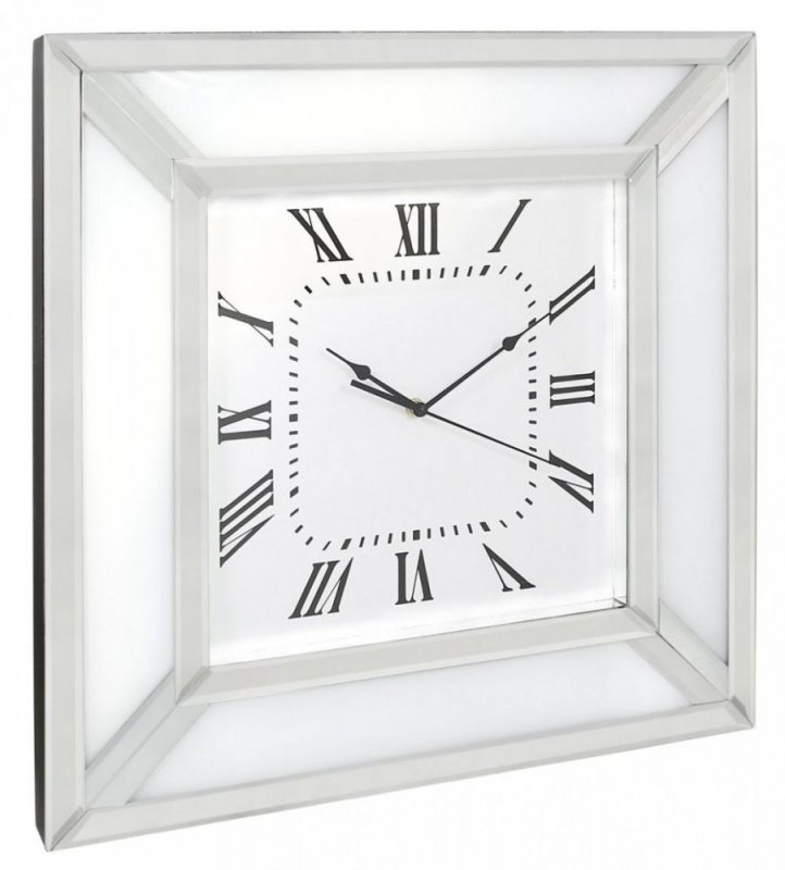 Stunning modern white plain mirrored wall clock with white glass border