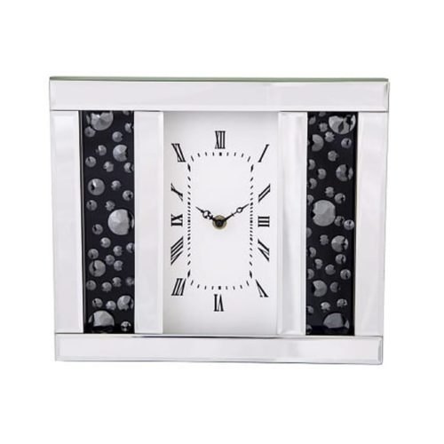 Mirrored And Floating Smoked Crystal, Black Jewel Mantel Clock