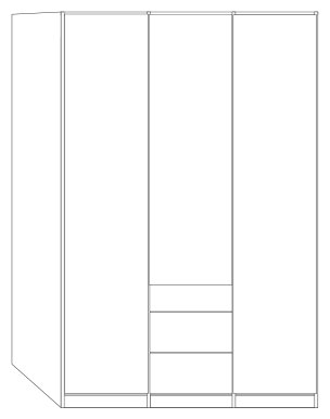 Wiemann German Furniture 3 Door 1 Parsol Mirror Door and 2 Doors with 2 Drawers 50cm in Carcase Colour