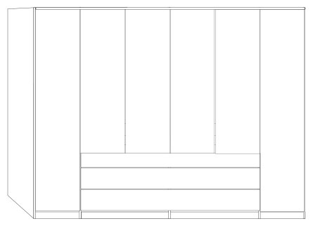 Wiemann German Furniture 6 Door 3 Drawer 200cm with Front in Carcase Colour