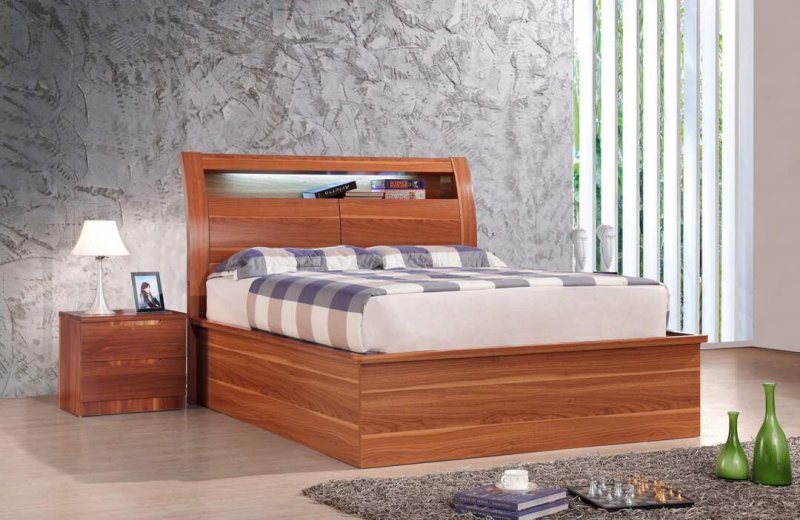 Dream Home Furnishings Rugby Walnut Bed With Storage & Led Light