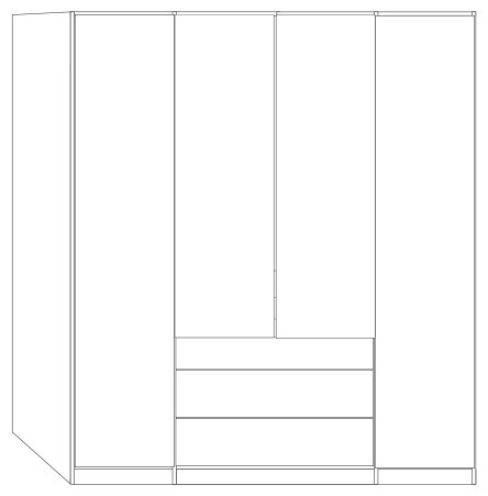 Wiemann German Furniture 4 Door 3 Drawer 100cm with Front in Carcase Colour