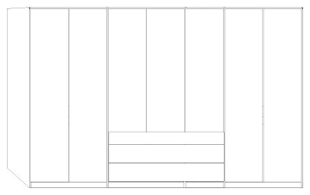 Wiemann German Furniture 7 Door 3 Parsol Mirror Door and 4 Doors with 2 Drawers 150cm in Carcase Colour