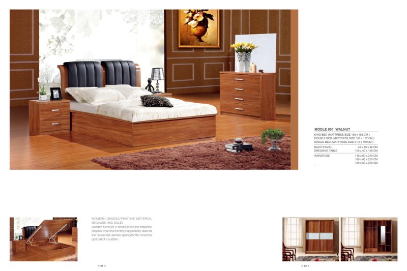 Dream Home Furnishings Walnut Storage Bed With Leather Headboard