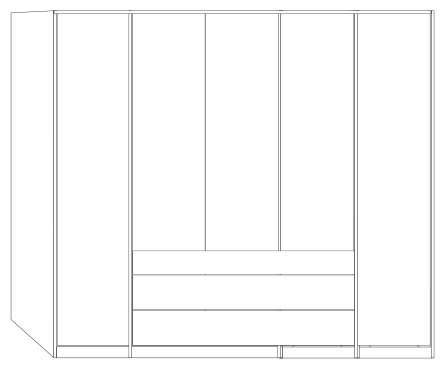 Wiemann German Furniture 5 Door 3 Drawer 150cm with Front in Carcase Colour