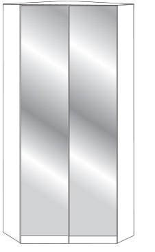 Wiemann German Furniture 236 cm Height Walk-in corner unit 2 Doors Front in White Glass