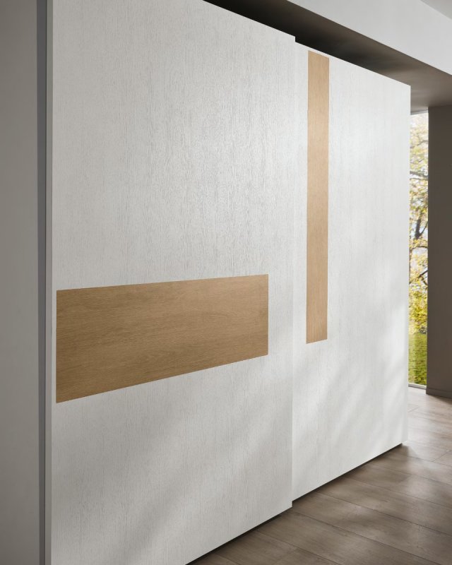 Euro Design Euro Design Levante Sliding Door Wardrobe White With Warm Elm Highlight