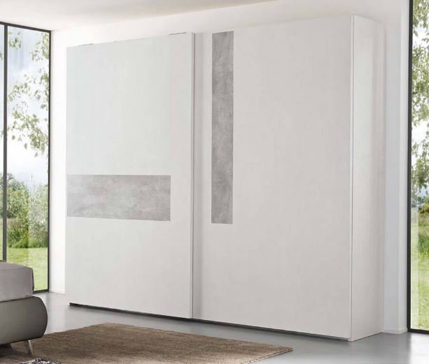 Euro Design Euro Design Levante Sliding Door Wardrobe White With Grey Highlight