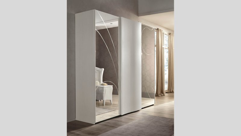 Euro Design Euro Design Fiocco Frassino Bianco Pacifico Wardrobe With 2 Mirror Doors