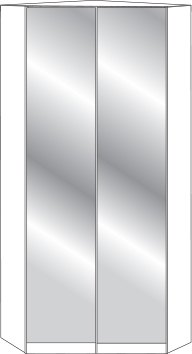 Wiemann German Furniture Walkin corner unit for 2 doors  Front in Crystal MirrorW 130cm x H 220cm x D 127cm