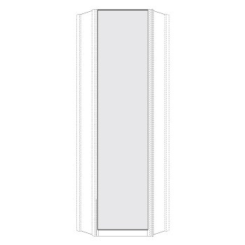 Wiemann German Furniture Extended Corner Unit Sahara Glass door without cornice consists of
1 adjustable shelf
1 clothes rail