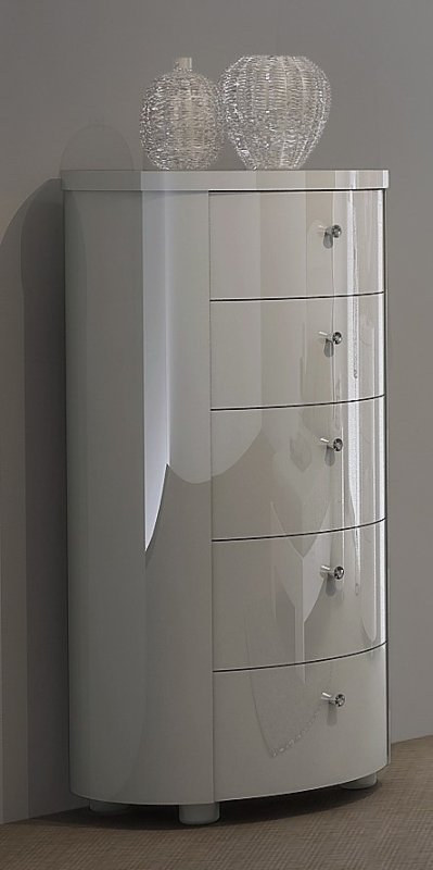 GCL Bedrooms Vicky White High Gloss 5 Drawer Chest