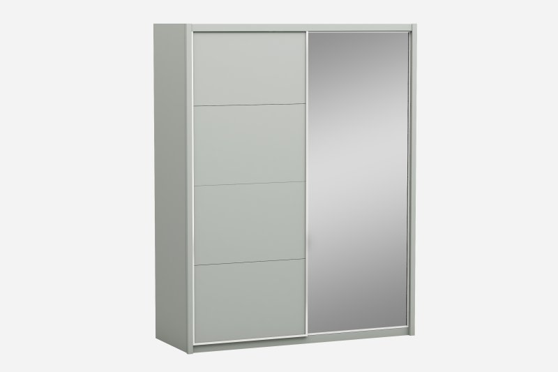 GCL Bedrooms Lilly Cool Grey High Gloss 2 Door Sliding Wardrobe With Mirror