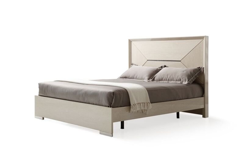GCL Bedrooms Lucia High Gloss Cream Walnut Bed