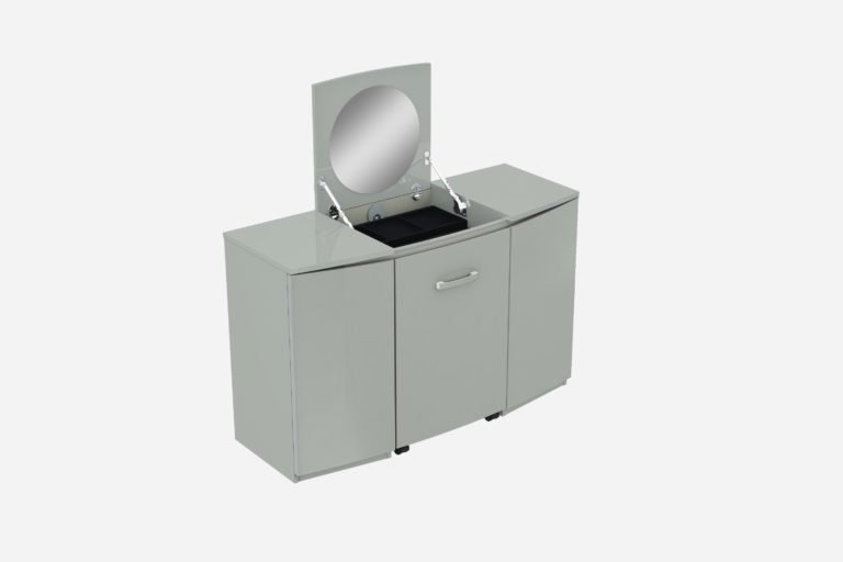 GCL Bedrooms GCL Bedroom Arya High Gloss Cool Grey Vanity Unit with Stool