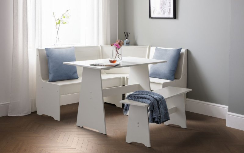 Julian Bowen JULIAN BOWEN NEWPORT WHITE CORNER DINING SET WITH STORAGE BENCH