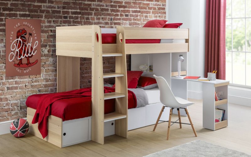 Julian Bowen Julian Bowen Eclipse Bunk Bed - Scandinavian Oak and White