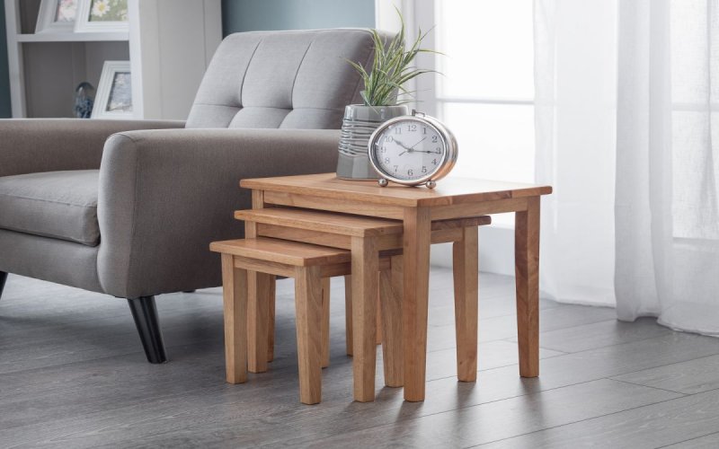 Julian Bowen Julian Bowen Cleo Nest of Tables - Natural Oak Finish