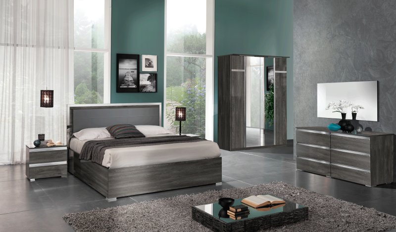 MCS SRL Italy MCS Oxford Grey High Gloss Bedroom Set