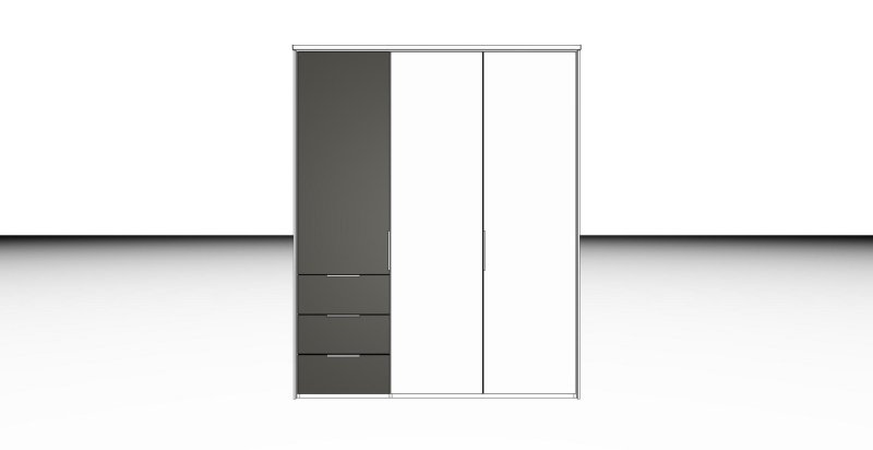 Nolte German Furniture Nolte Mobel - Concept me 200 7518085 - Complete Hinged Door Wardrobe with 3 Doors and 3 Drawers Left
