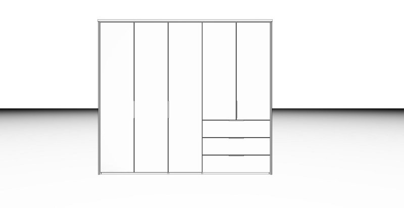 Nolte German Furniture Nolte Mobel - Concept me 200 7525086 - Complete Hinged Door Wardrobe 5 Doors and 3 Drawers Right
