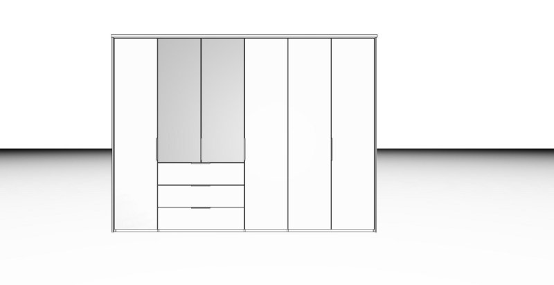 Nolte German Furniture Nolte Mobel - Concept me 200 7530085 - Complete Hinged Door Wardrobe with 6 Doors and 3 Drawers