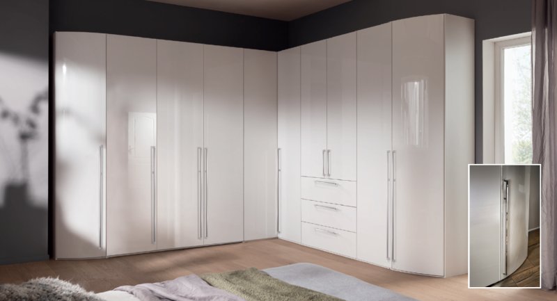 Nolte German Furniture HORIZONT 100 - High Gloss White Combination Wardrobe with Corner Solutions