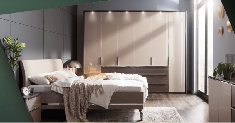 Nolte German Furniture HORIZONT 110 - Magnolia Glass Combination Wardrobe