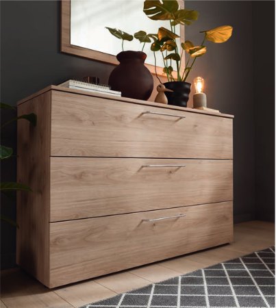 Nolte German Furniture Nolte Mobel - Concept me 700 4211510 Chest with 3 Drawers and Wooden Top
