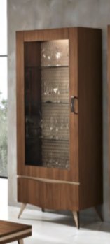 Saltarelli Mobili Saltarelli Emozioni Walnut 1 Door Display Cabinet With Upholstered Back