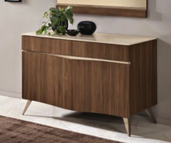 Saltarelli Mobili Saltarelli Emozioni Walnut 2 Door Base With Marble Top and Wooden Drawers