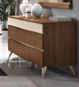 Saltarelli Mobili Saltarelli Emozioni Walnut Dressing Table With Wooden Top and Upholstered Drawer
