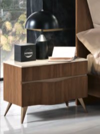Saltarelli Mobili Saltarelli Emozioni Walnut Night Stand With Marble Top and Wooden Drawers